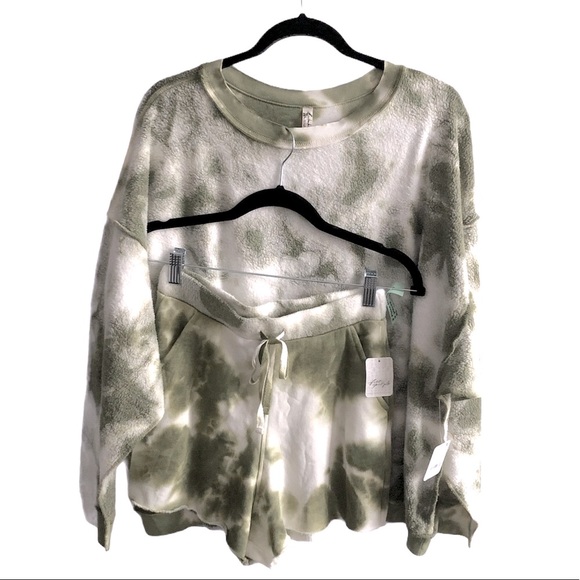 FREE PEOPLE Kelly Washed Tie Dye Set Green X-Small - Picture 5 of 10